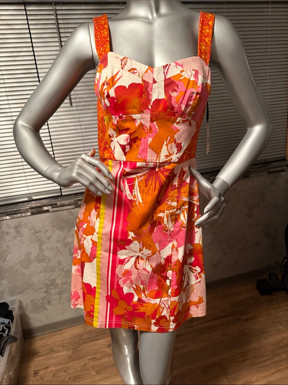 Ali Ro Orange & Pink Floral Summer Dress